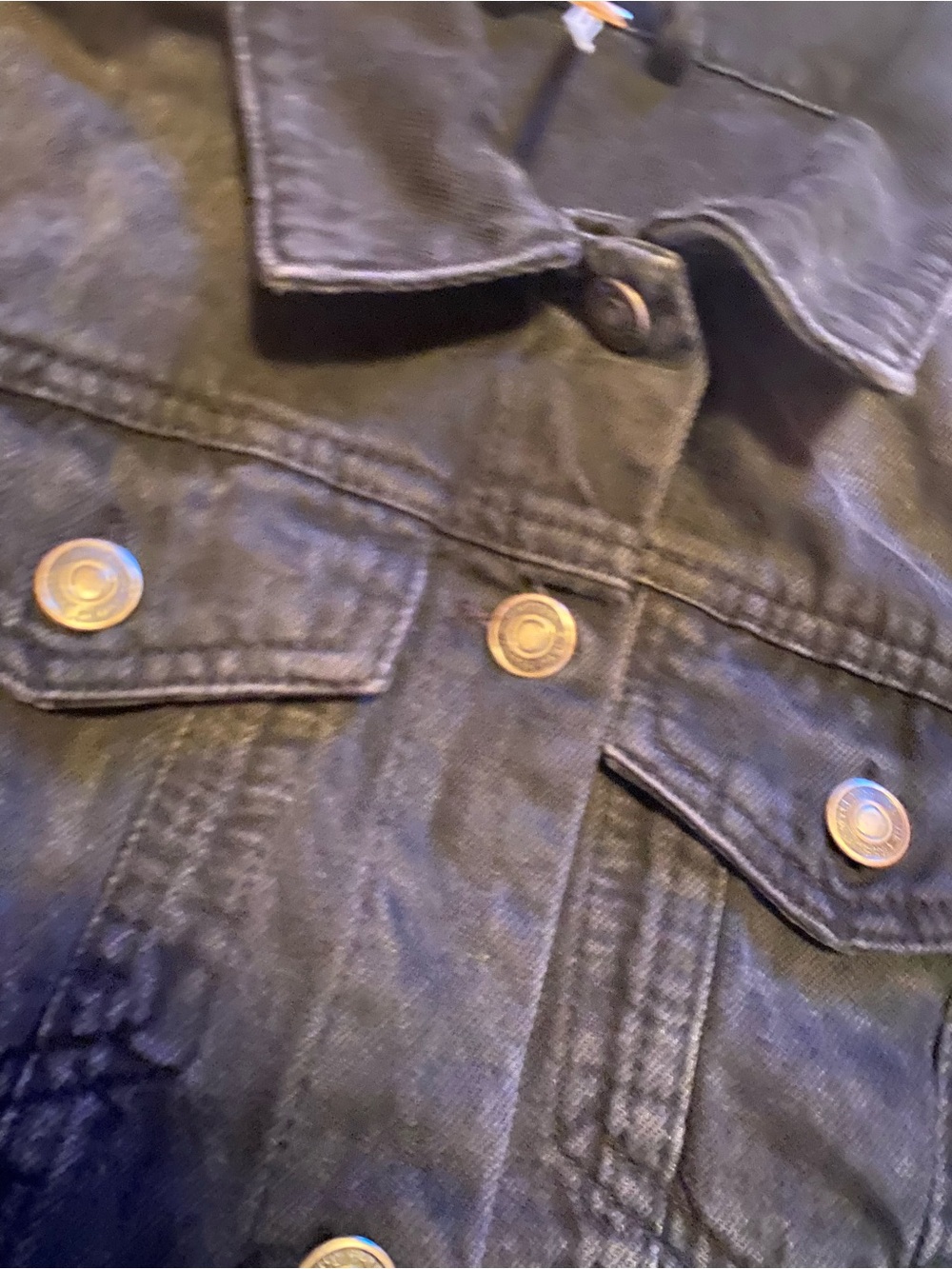 Free People Women's Black Denim Jacket Relaxed Fit Button Front Collared Pockets - Picture 3 of 6